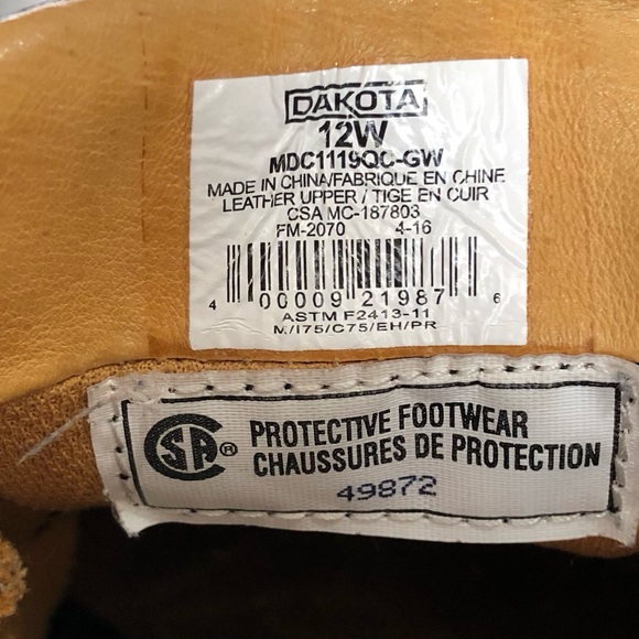 Dakota Oxford Lace Up Black Leather Safety Shoes / Boots Size 12W - Picture 12 of 15